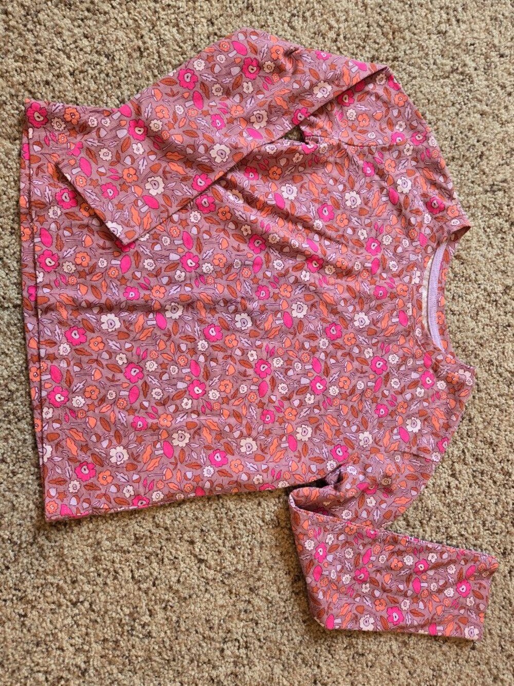 Cat and Jack Fall Long Sleeve Top Girl 6 Small Pink Orange Autumn